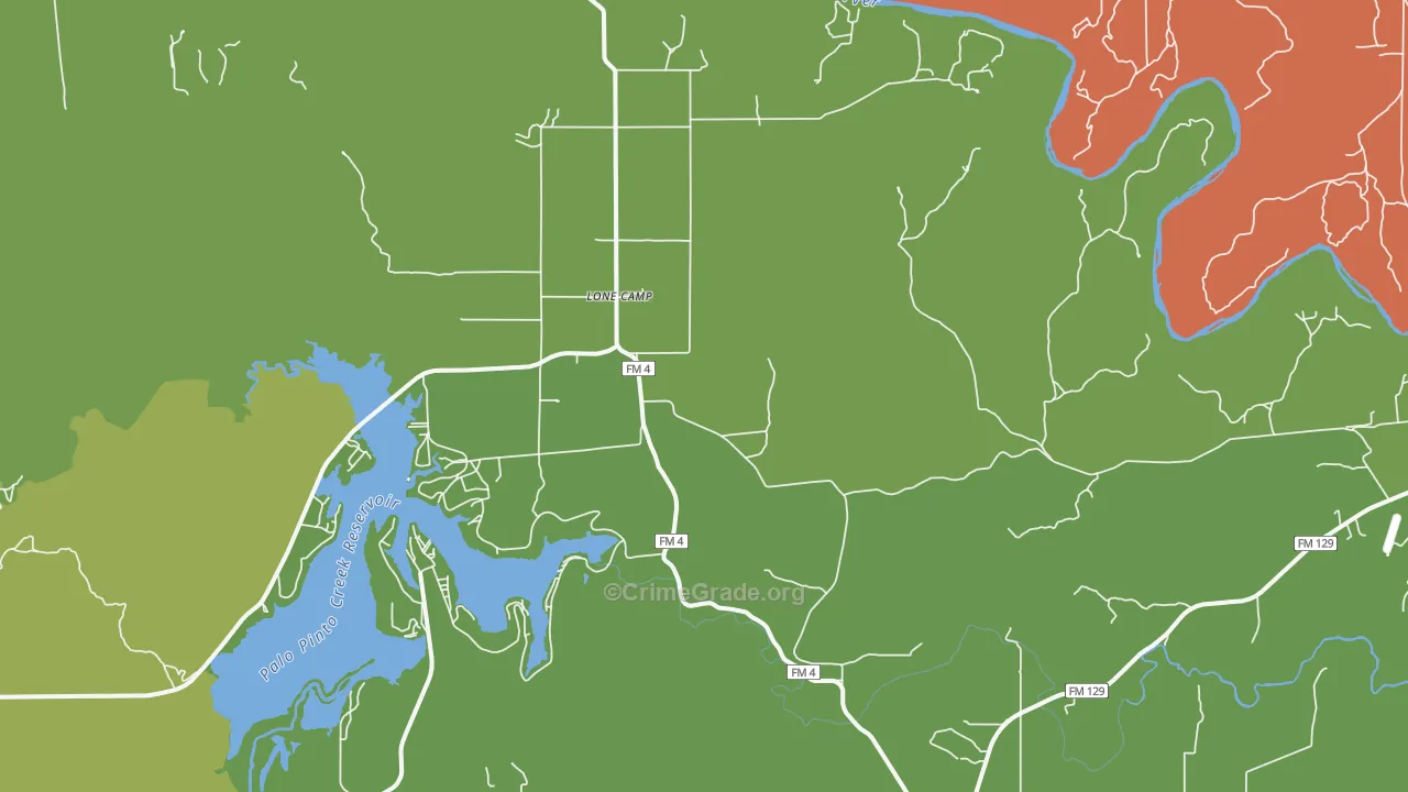Lone Camp, TX Map of Burglary Rates