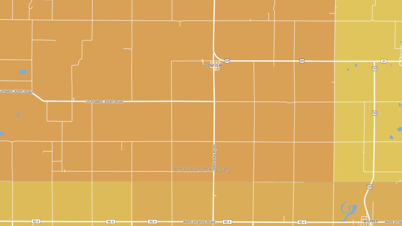 Lone Elm, KS Map of Burglary Rates