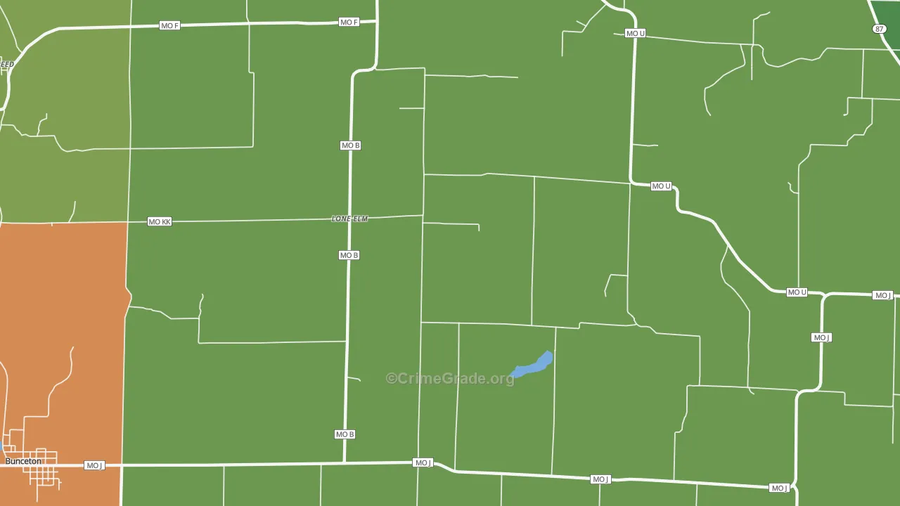 Lone Elm, MO Map of Burglary Rates