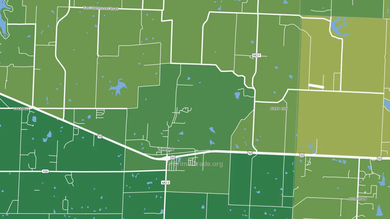 Lone Jack, MO Map of Burglary Rates