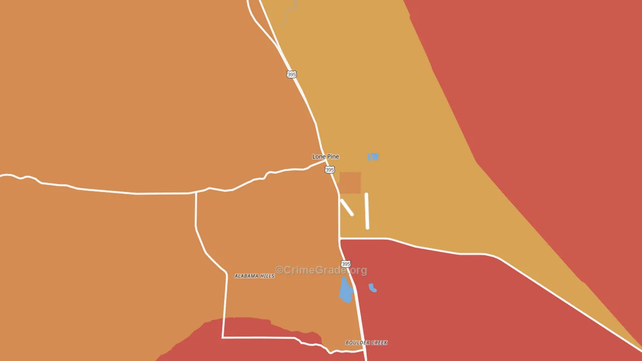 Lone Pine, CA Map of Burglary Rates