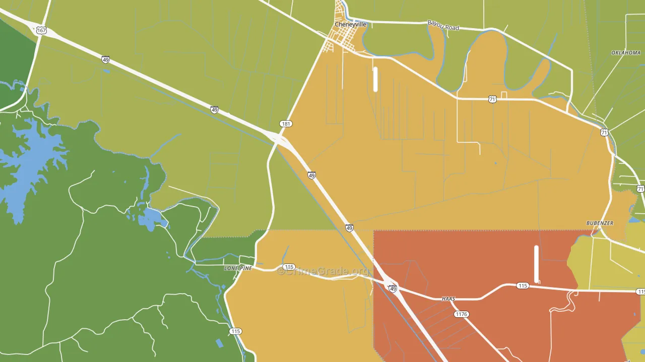 Lone Pine, LA Map of Burglary Rates