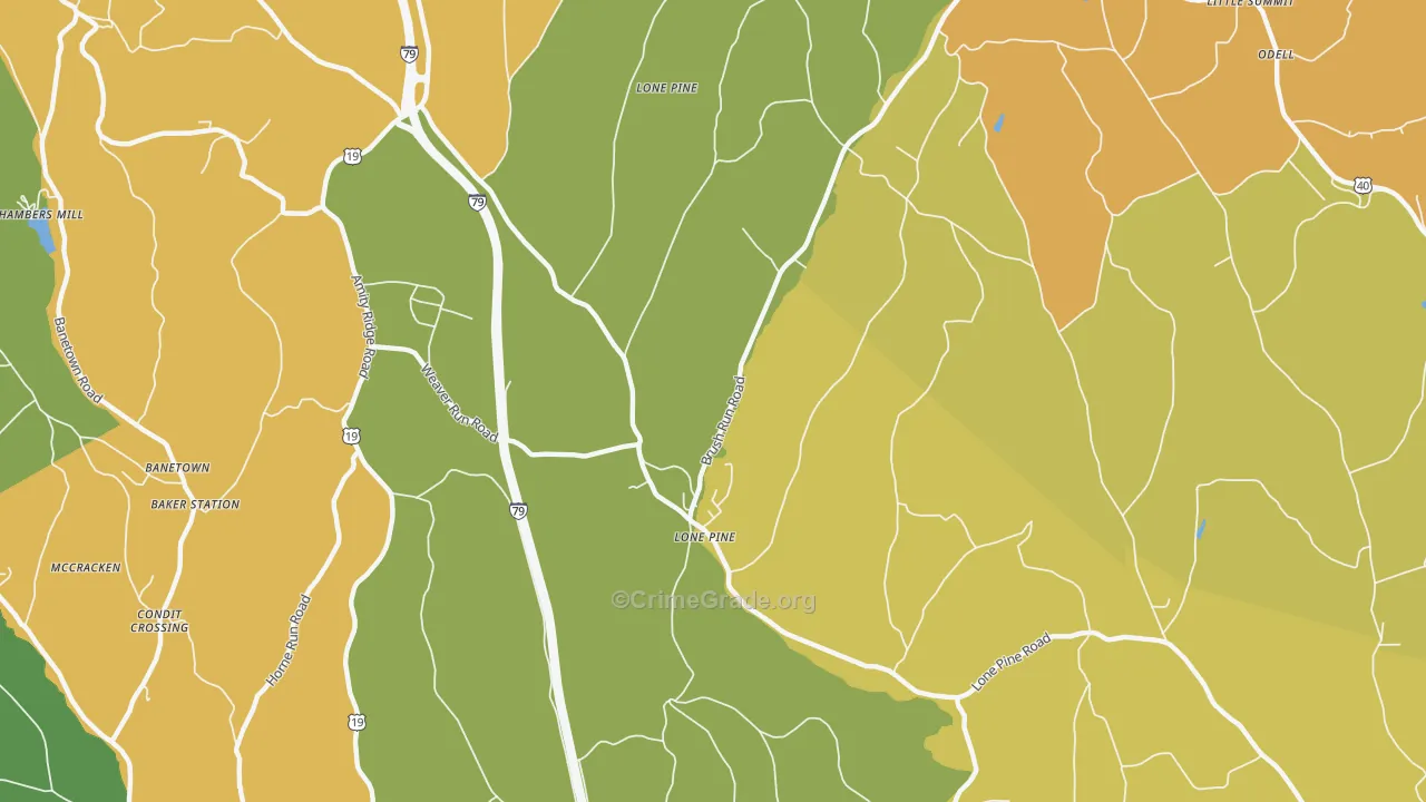 Lone Pine, PA Map of Burglary Rates