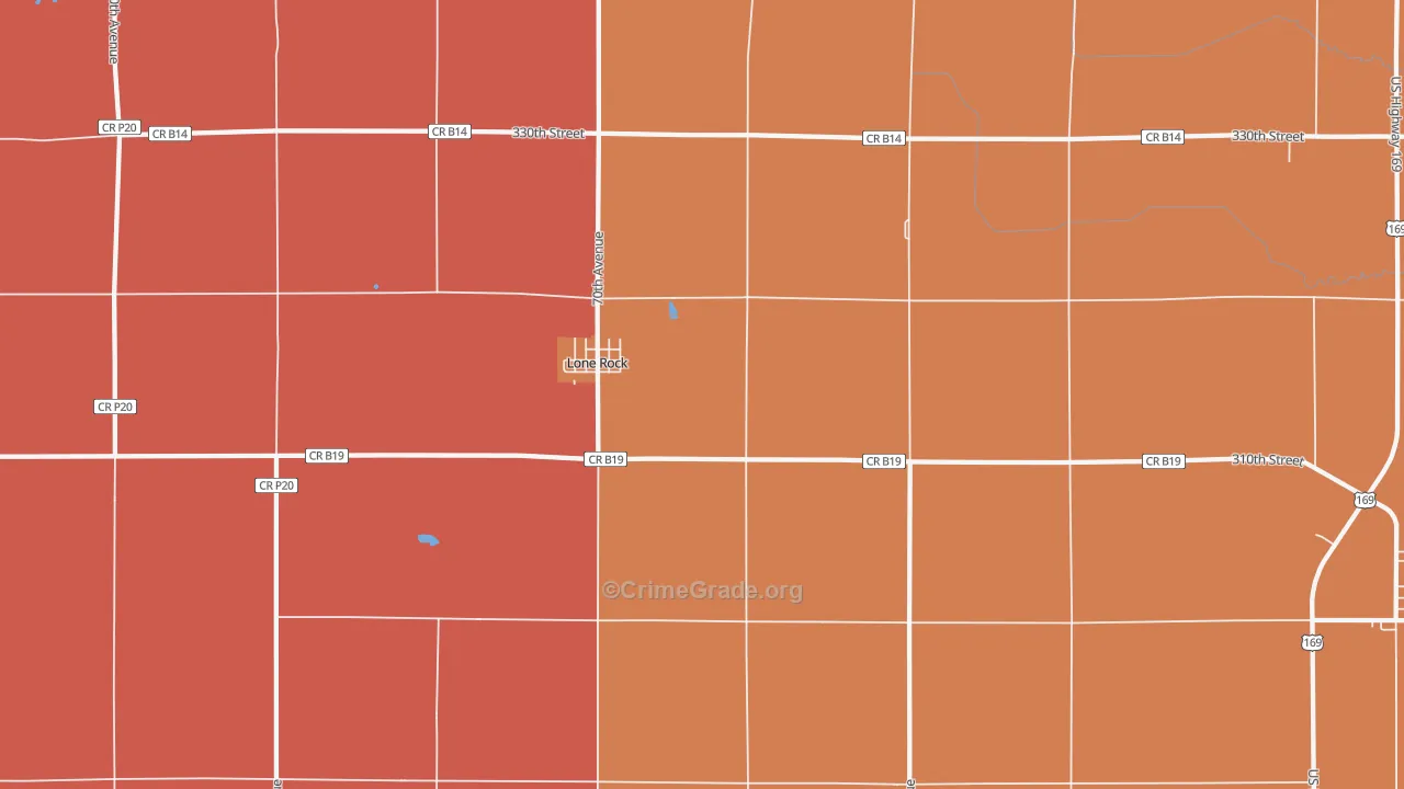 Lone Rock, IA Map of Burglary Rates