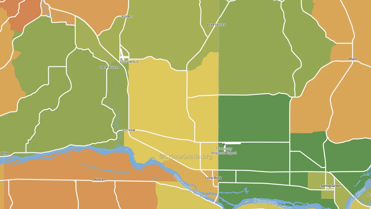 Lone Rock, WI Map of Burglary Rates