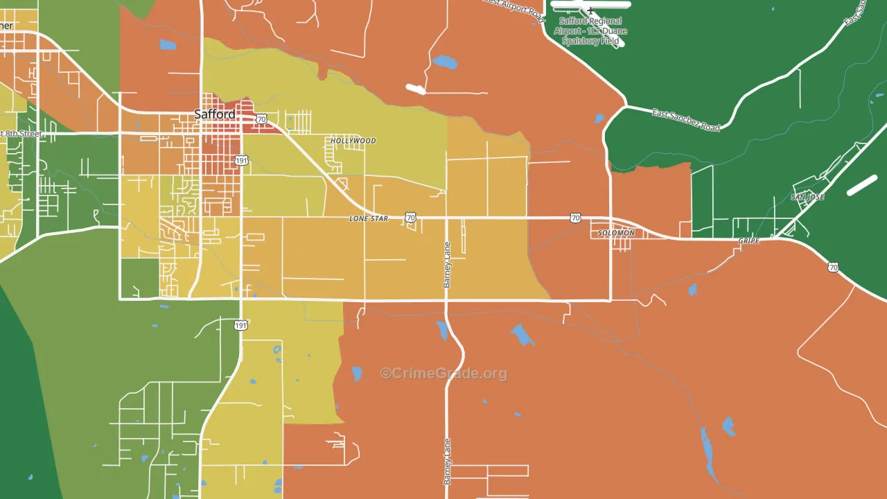 Lone Star, AZ Map of Burglary Rates