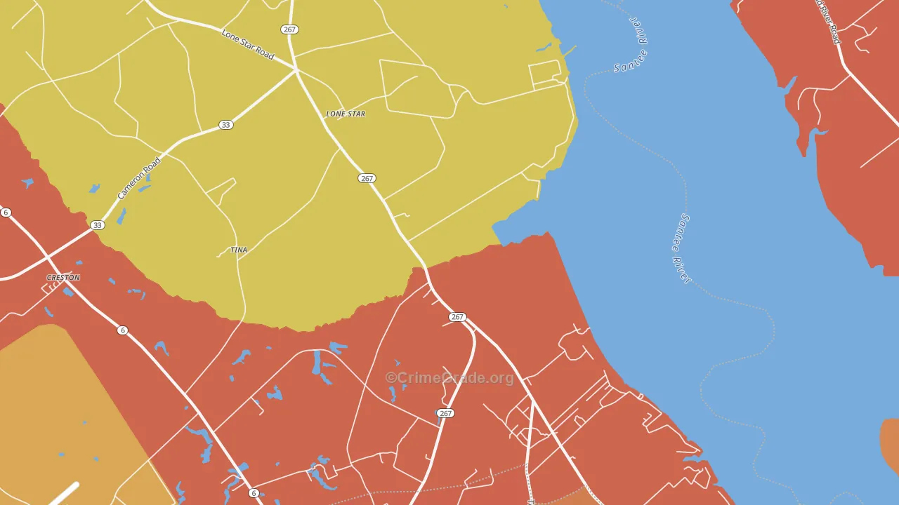 Lone Star, SC Map of Burglary Rates