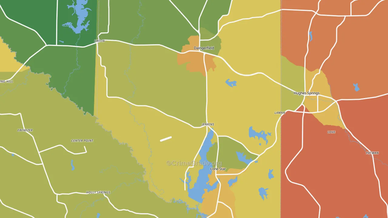 Lone Star, TX Map of Burglary Rates