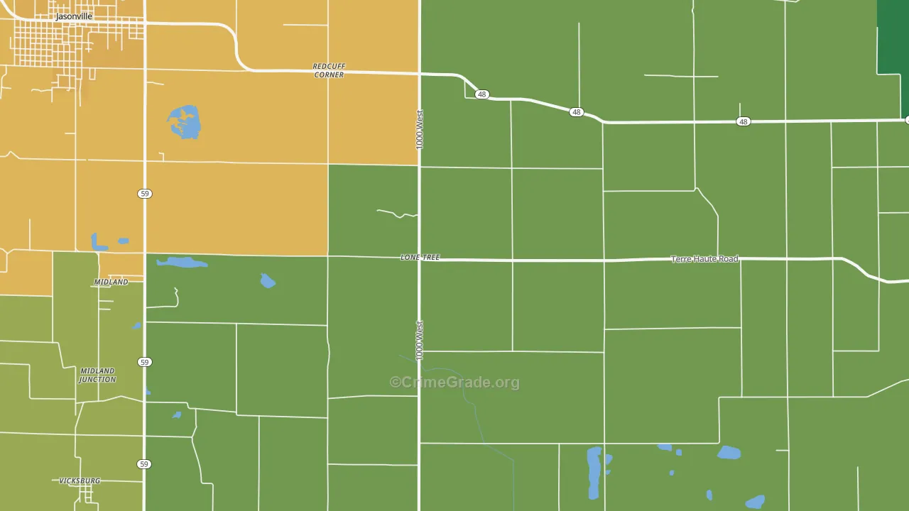 Lonetree, IN Map of Burglary Rates