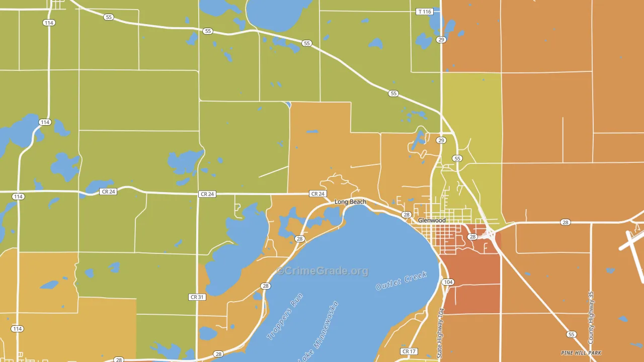 Long Beach, MN Map of Burglary Rates