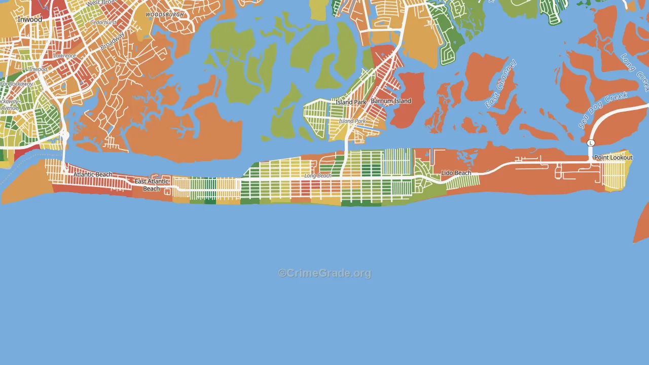 Long Beach, NY Map of Burglary Rates