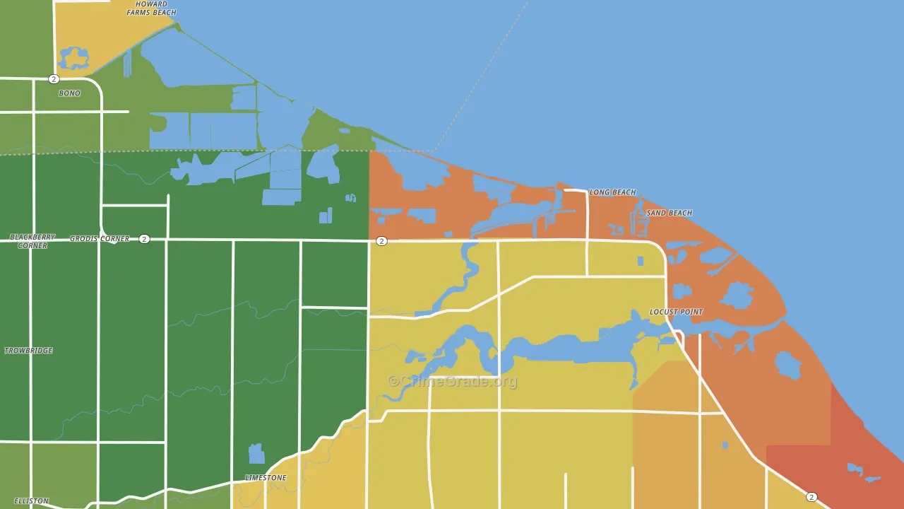 Long Beach, OH Map of Burglary Rates