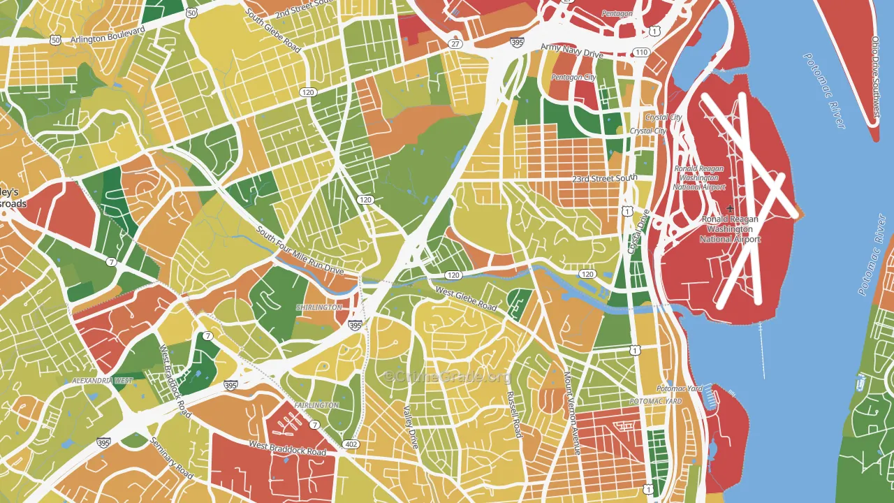 Long Branch Creek, Arlington, VA Map of Burglary Rates
