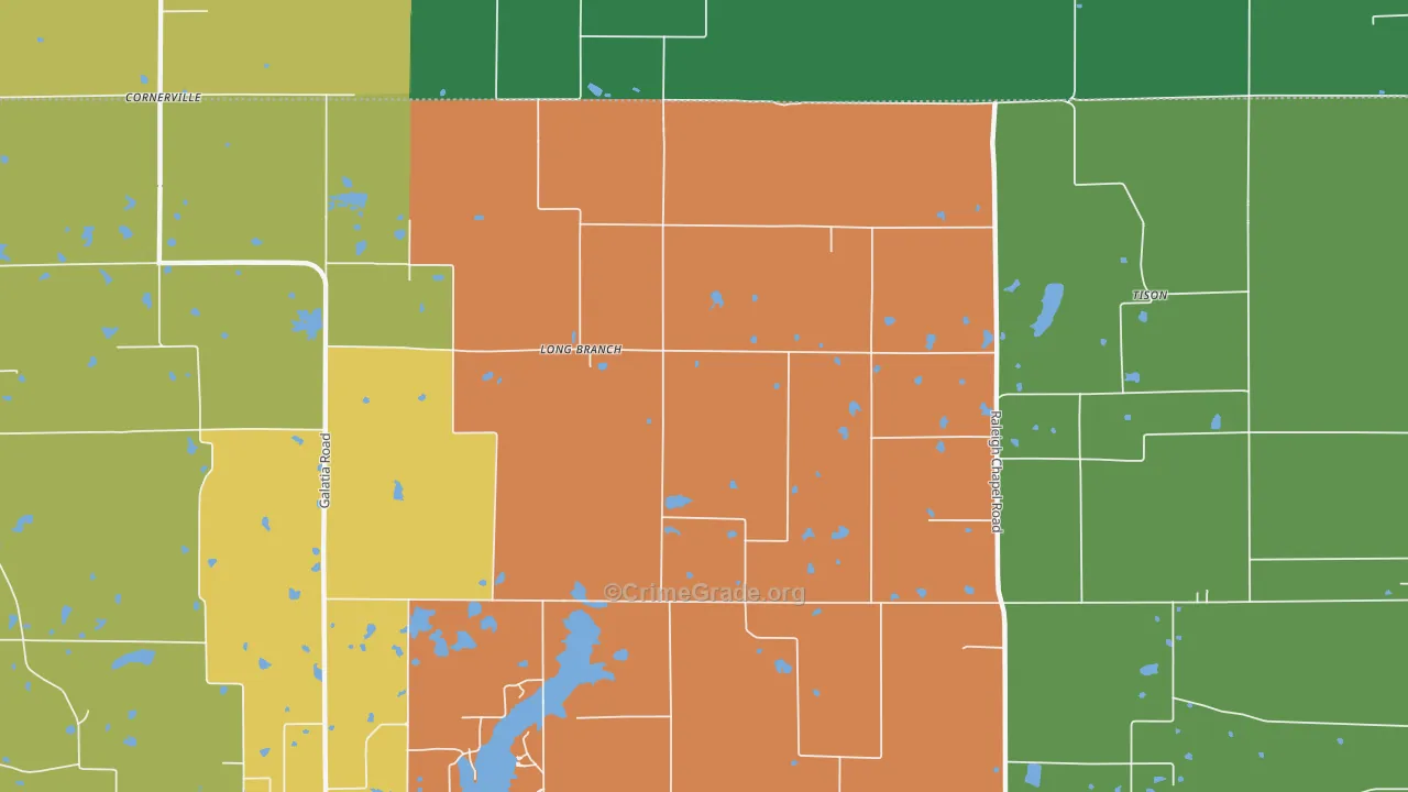 Long Branch, IL Map of Burglary Rates