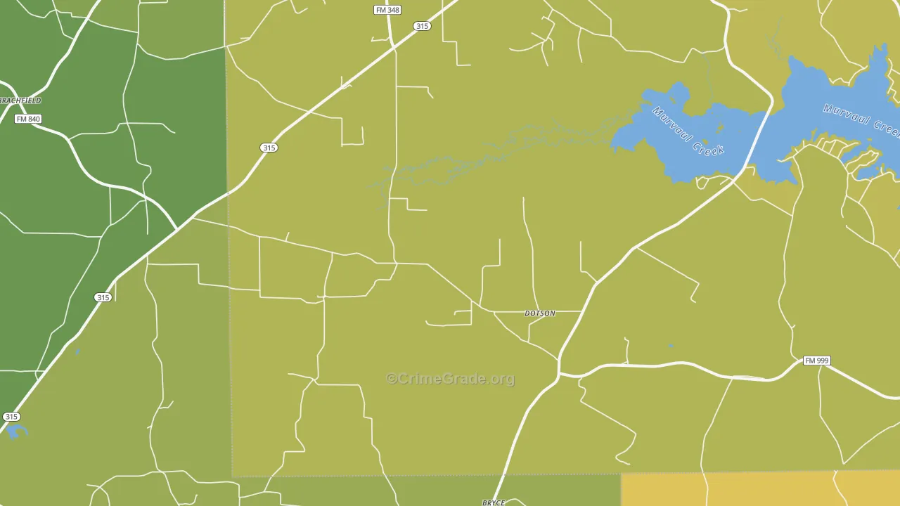 Long Branch, TX Map of Burglary Rates