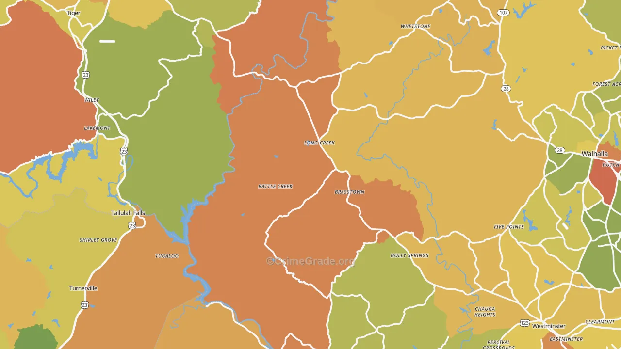 Long Creek, SC Map of Burglary Rates