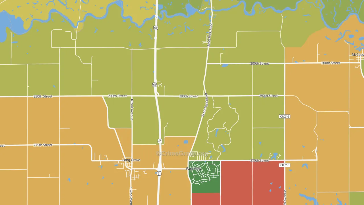 Long Grove, IA Map of Burglary Rates