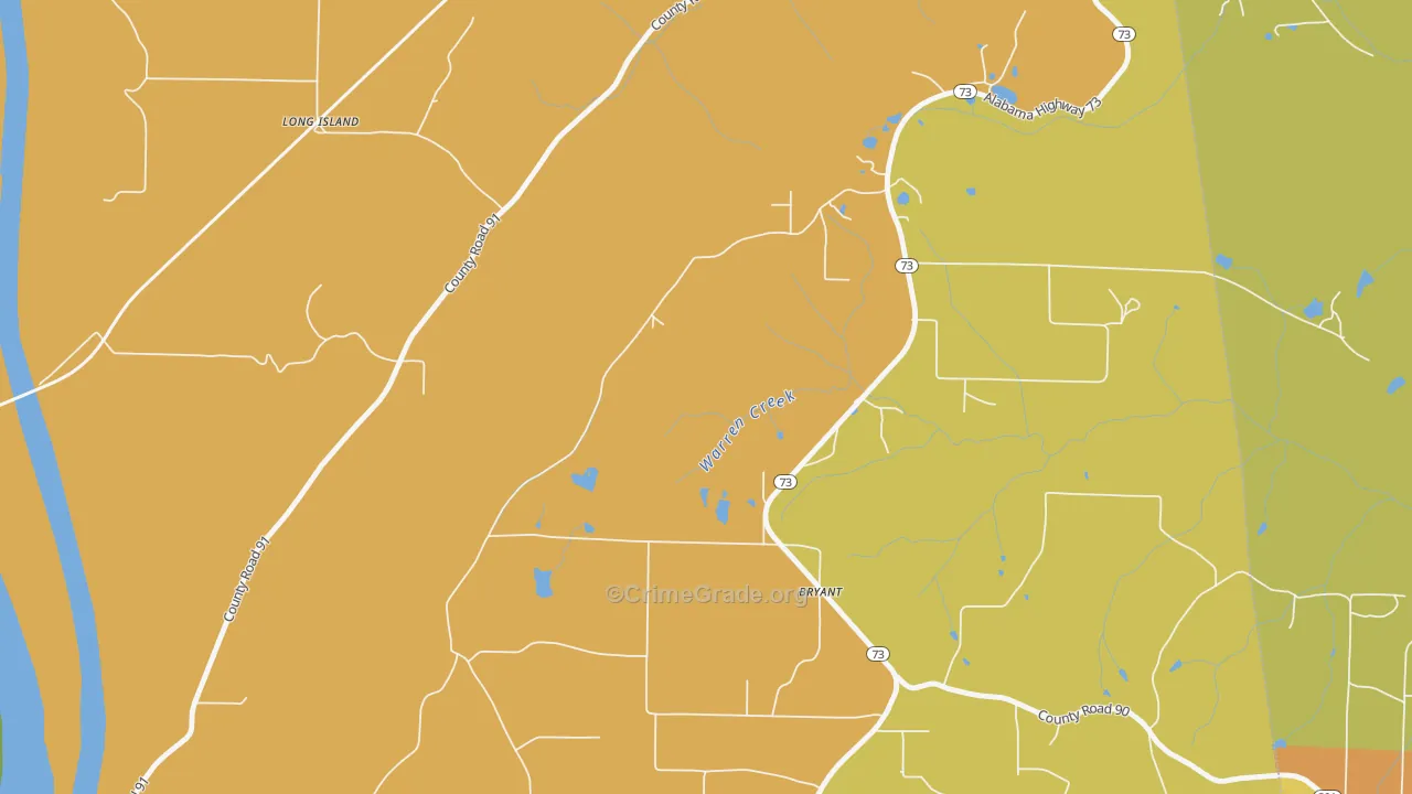 Long Island, AL Map of Burglary Rates