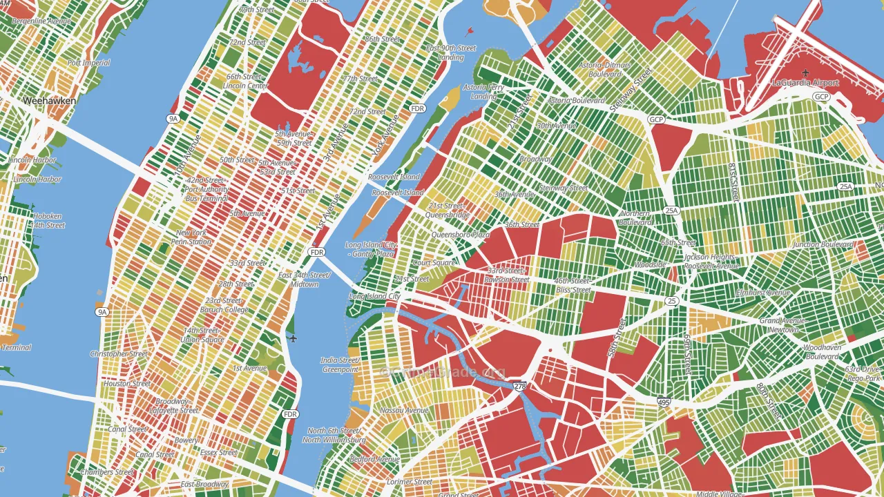 Long Island City, Queens, NY Map of Burglary Rates