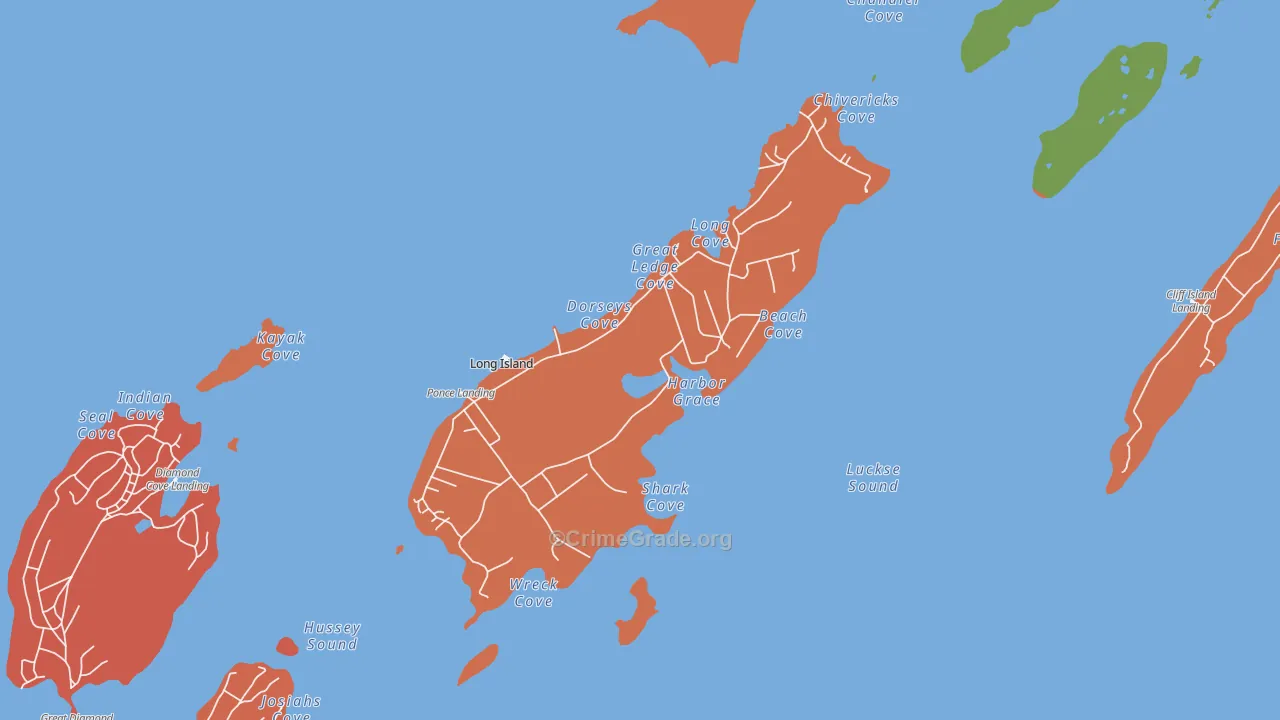Long Island, ME Map of Burglary Rates