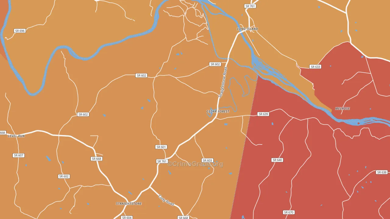 Long Island, VA Map of Burglary Rates