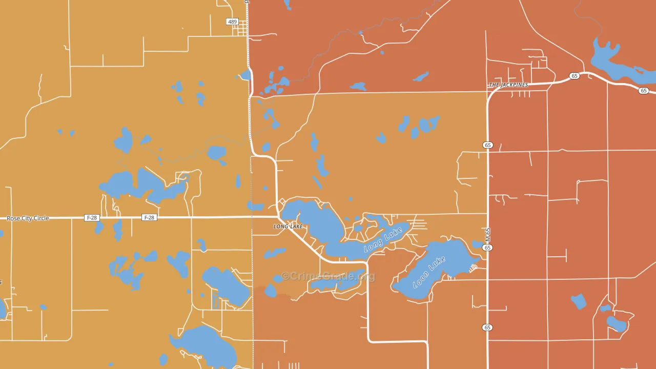 Long Lake, MI Map of Burglary Rates