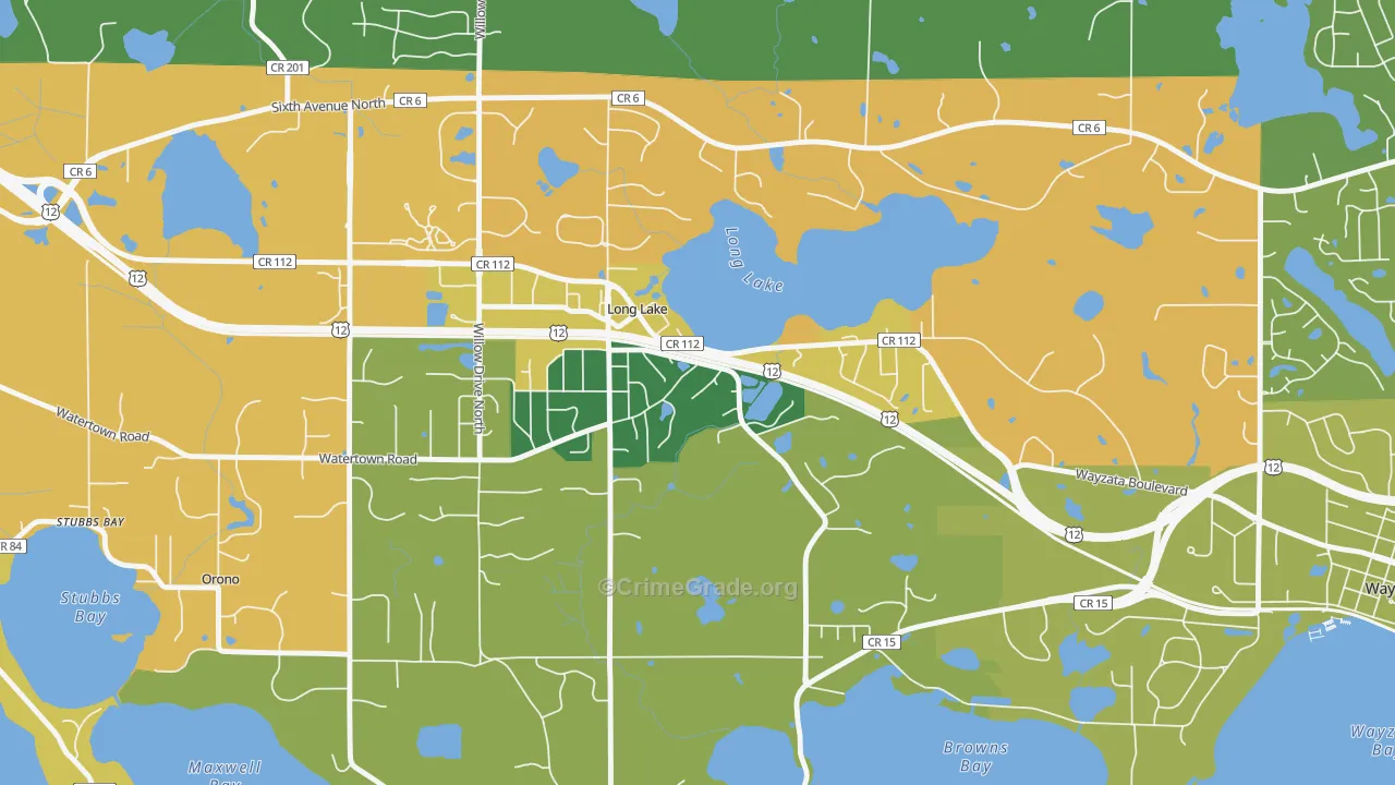 Long Lake, MN Map of Burglary Rates