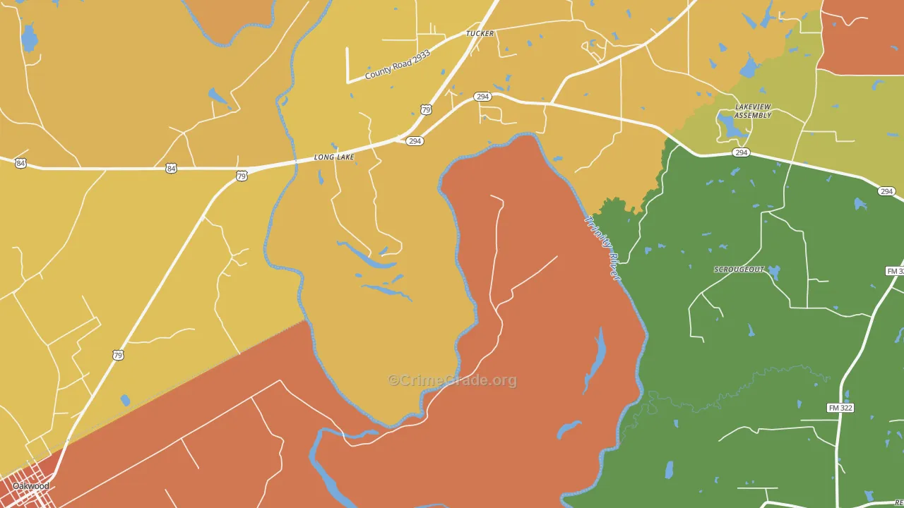 Long Lake, TX Map of Burglary Rates