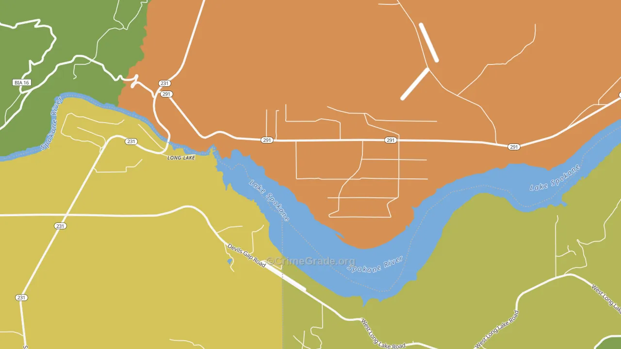 Long Lake, WA Map of Burglary Rates