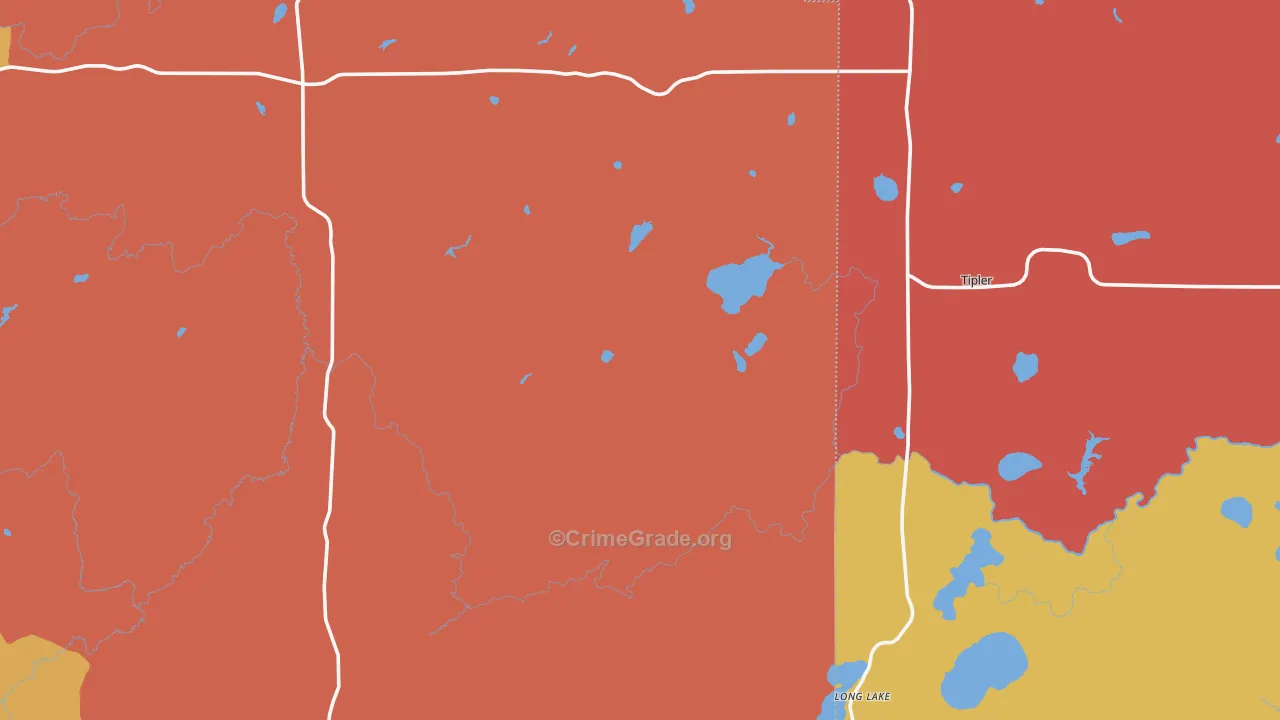 Long Lake, WI Map of Burglary Rates