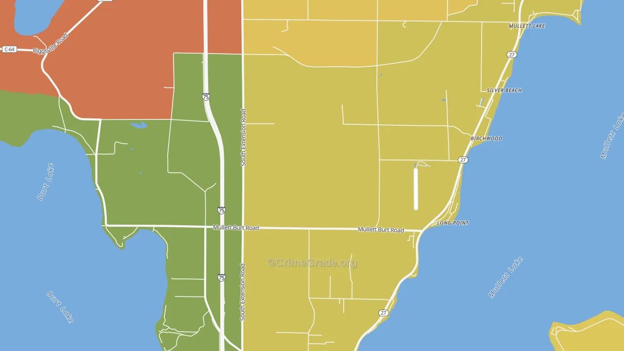 Long Point, MI Map of Burglary Rates