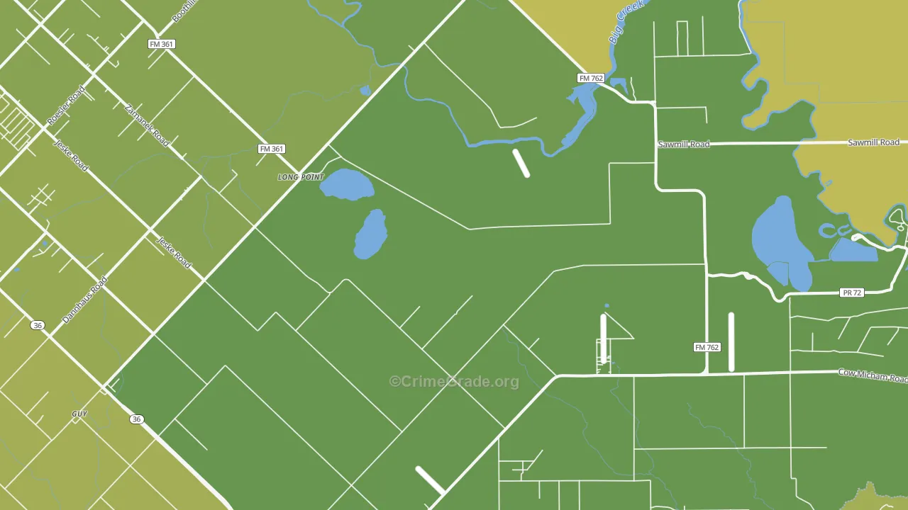 Long Point, TX Map of Burglary Rates