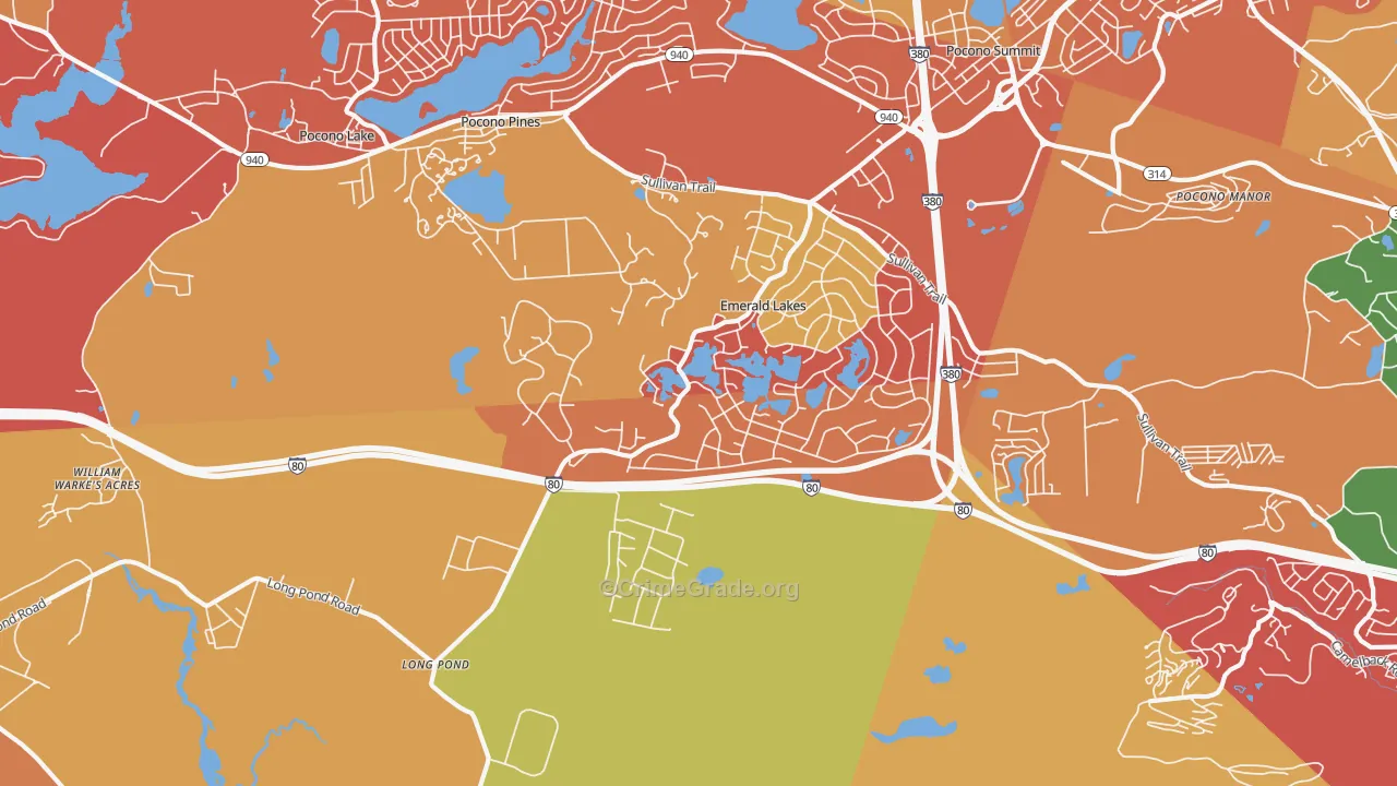 Long Pond, PA Map of Burglary Rates