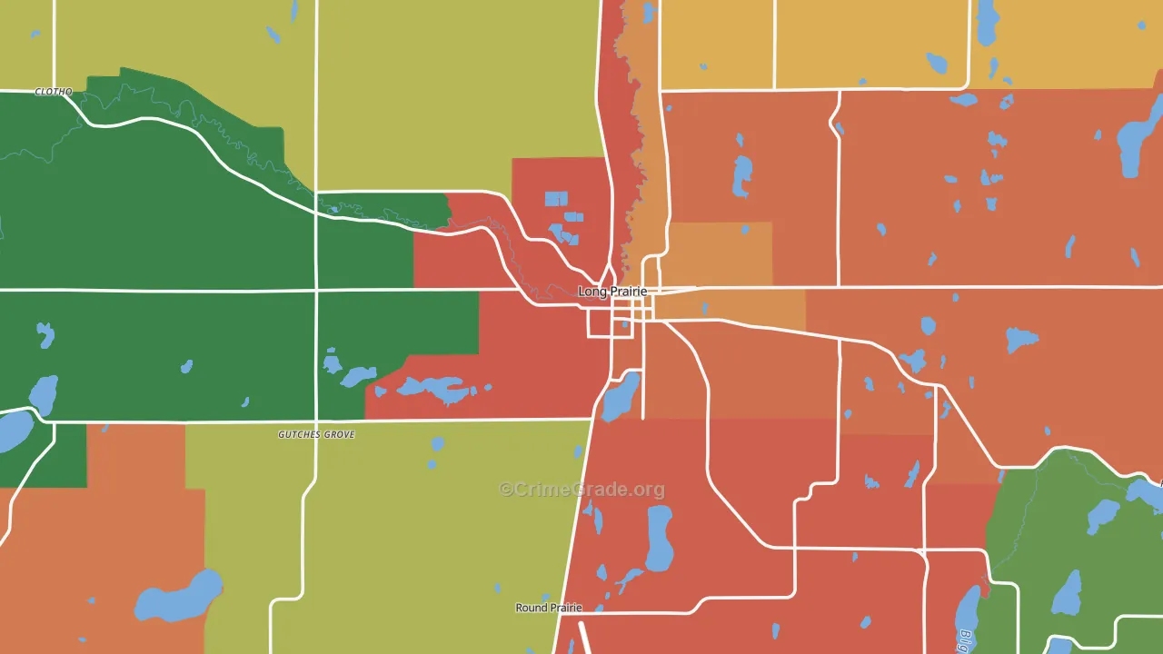 Long Prairie, MN Map of Burglary Rates