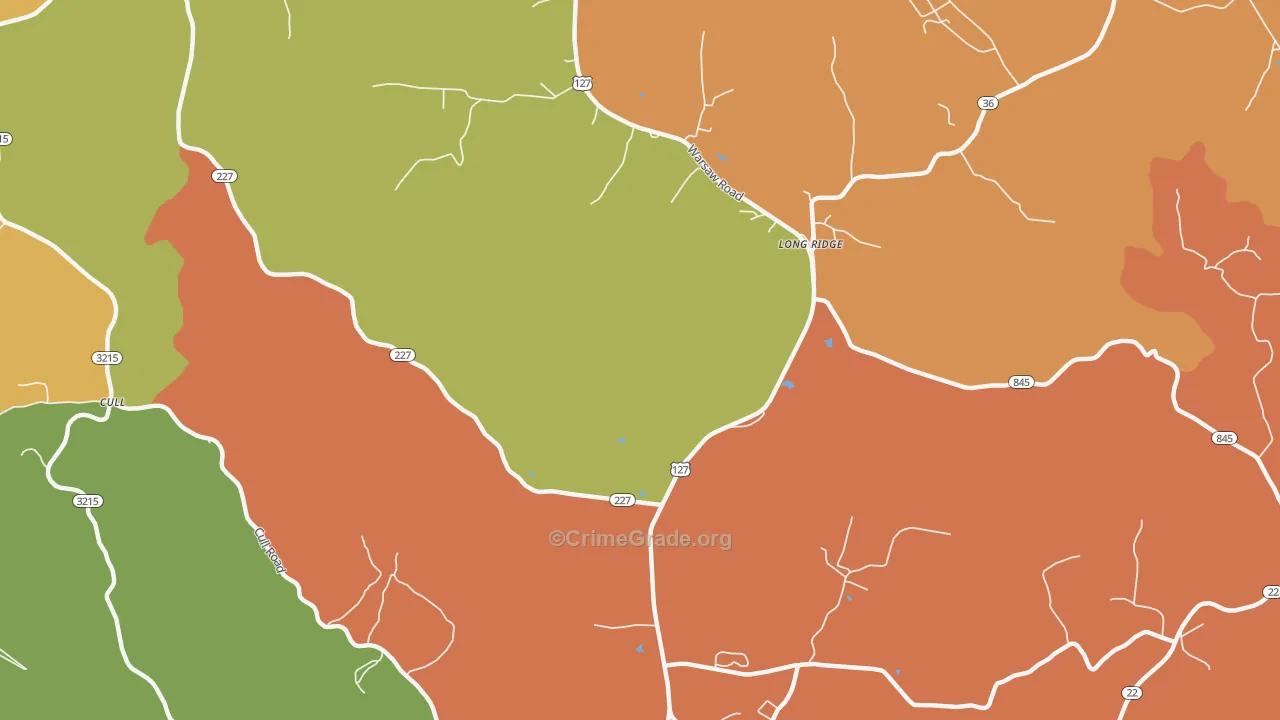 Long Ridge, KY Map of Burglary Rates