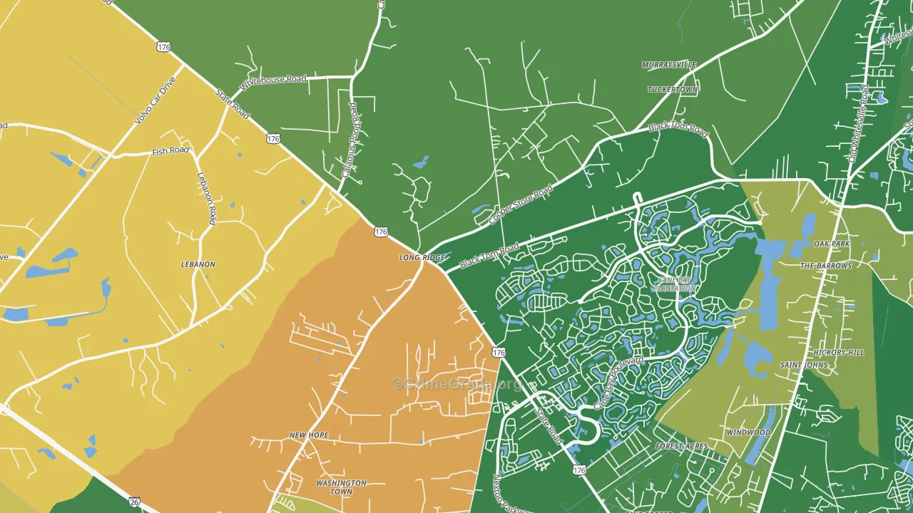 Long Ridge, SC Map of Burglary Rates