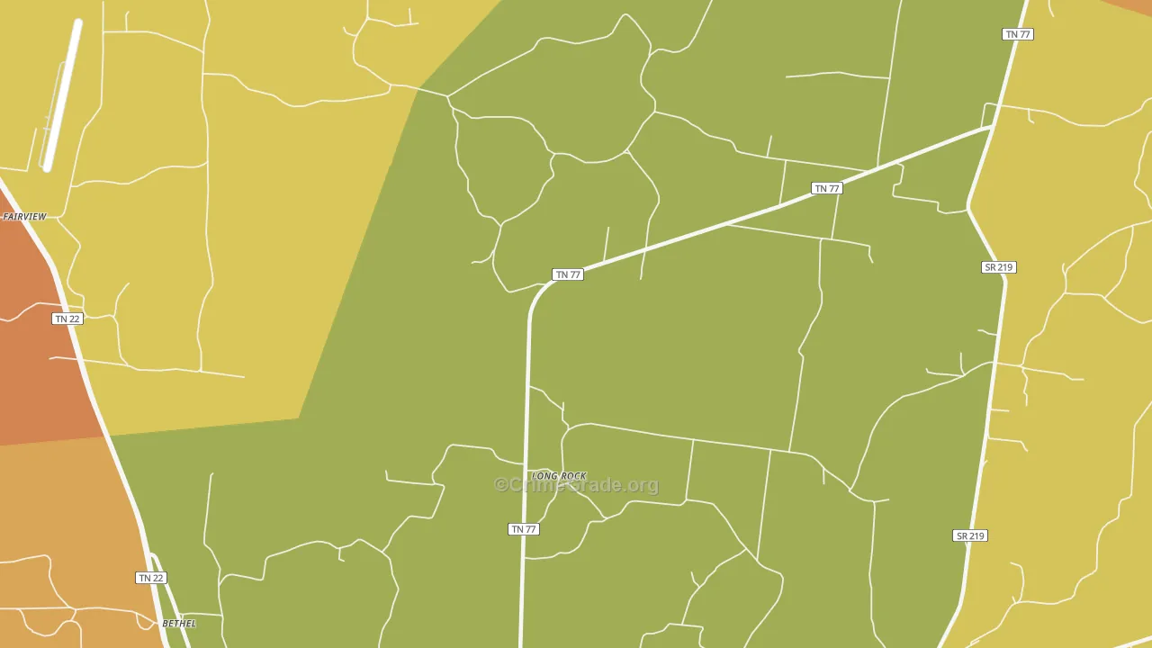 Long Rock, TN Map of Burglary Rates