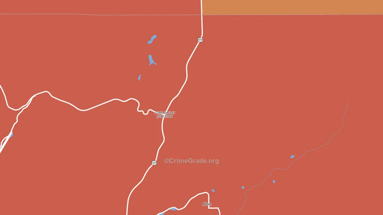 Long Valley Junction, UT Map of Burglary Rates