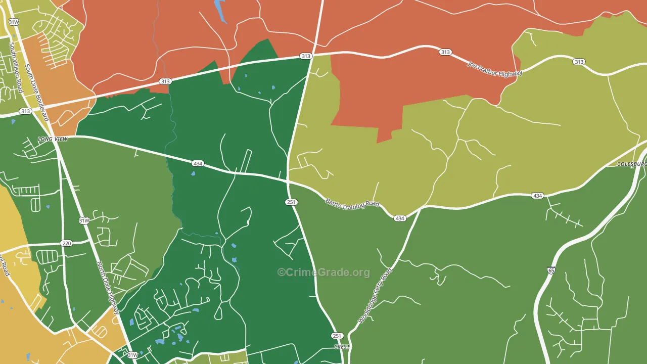 Long View, KY Map of Burglary Rates
