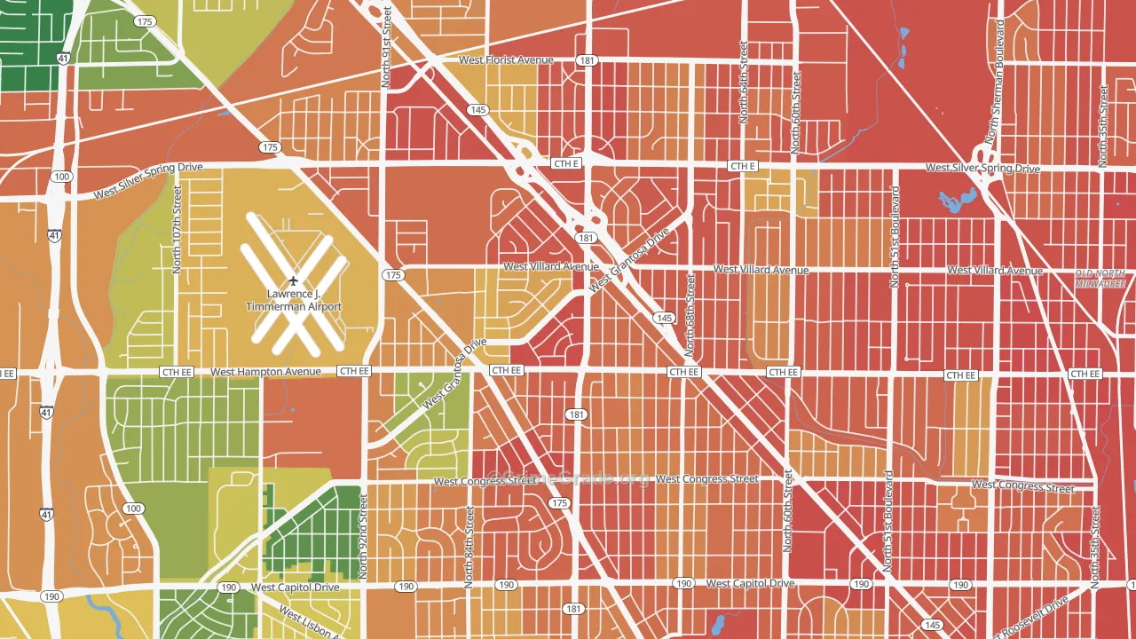 Long View, Milwaukee, WI Map of Burglary Rates