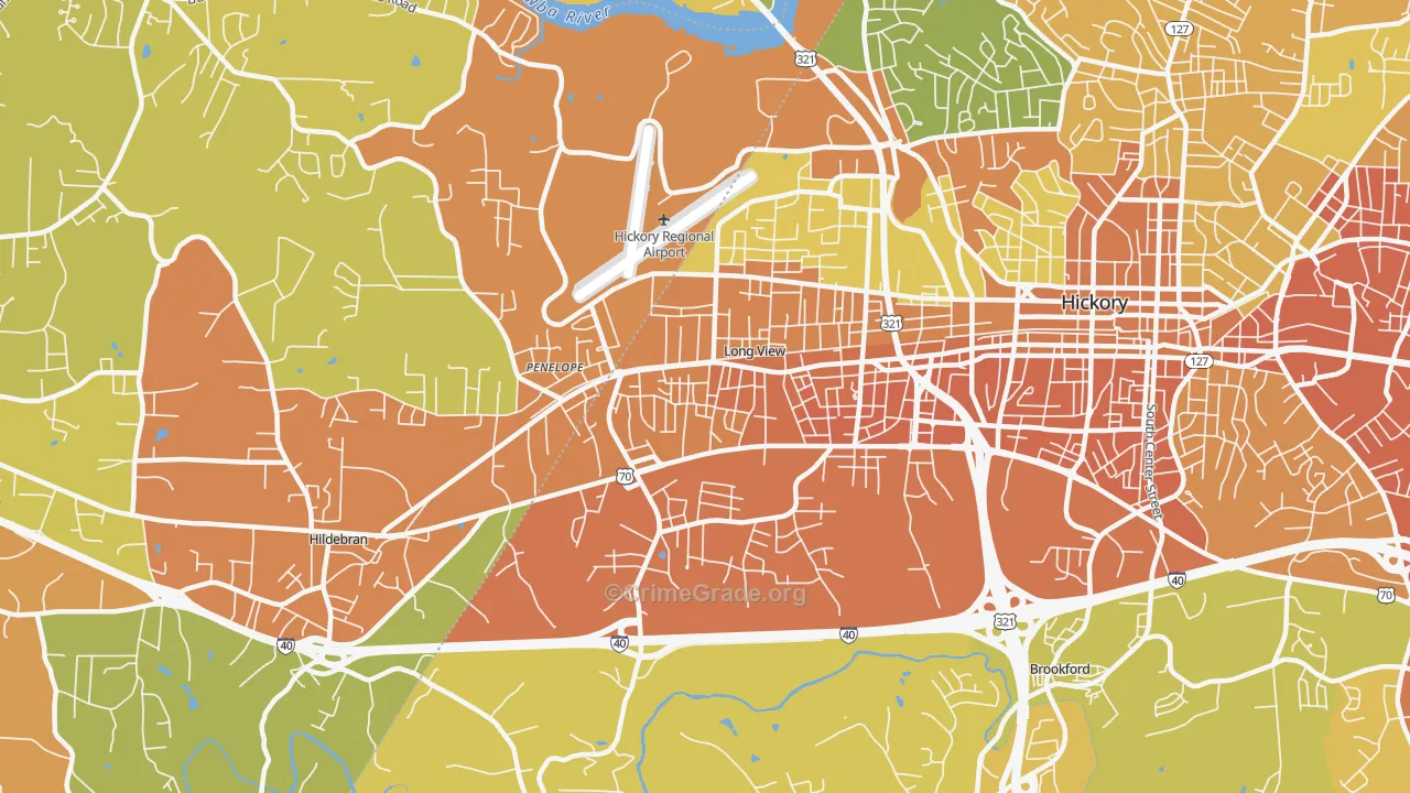 Long View, NC Map of Burglary Rates
