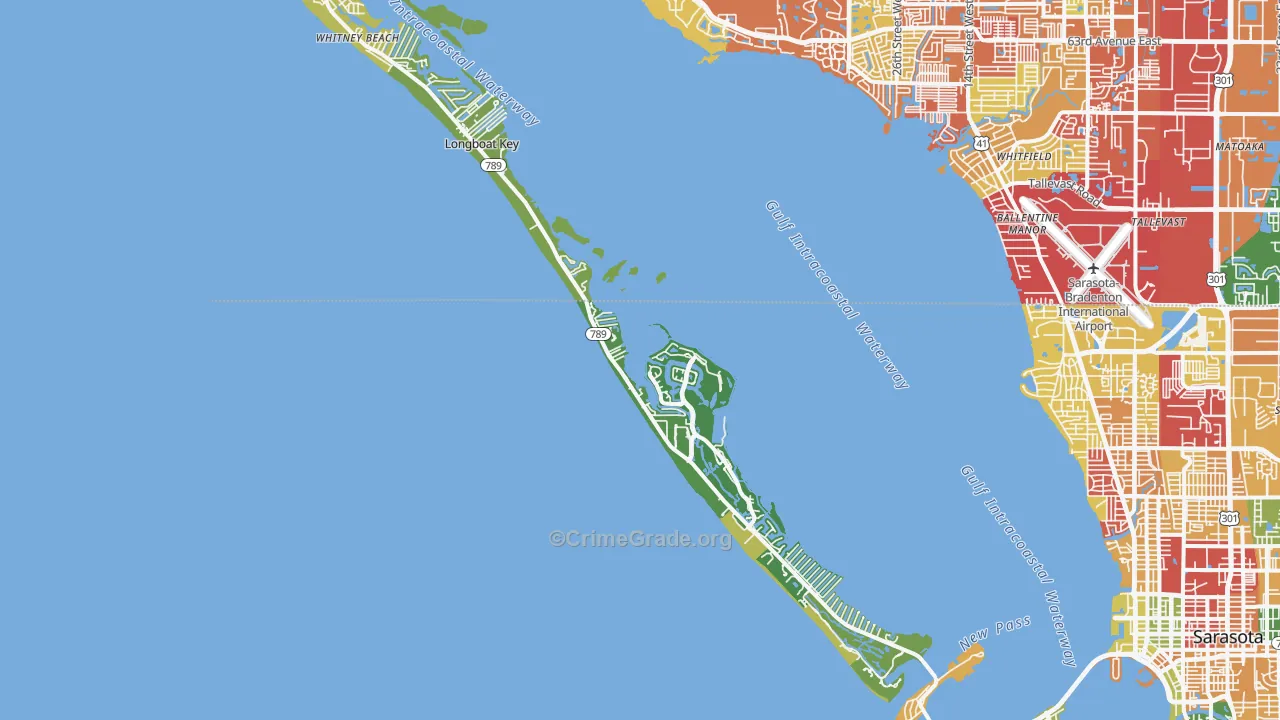 Longboat Key, FL Map of Burglary Rates