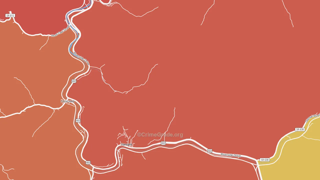 Longbottom, VA Map of Burglary Rates