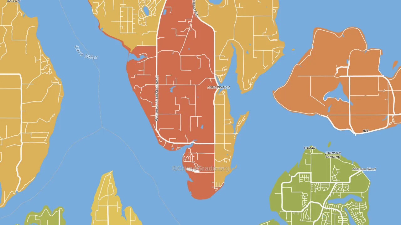 Longbranch, WA Map of Burglary Rates