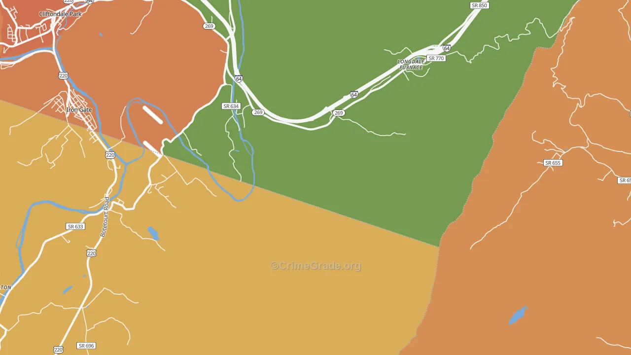 Longdale Furnace, VA Map of Burglary Rates