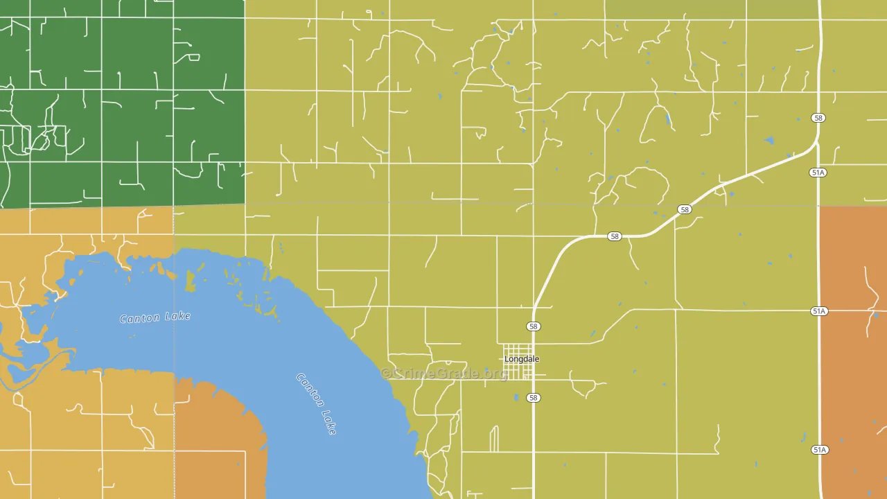 Longdale, OK Map of Burglary Rates