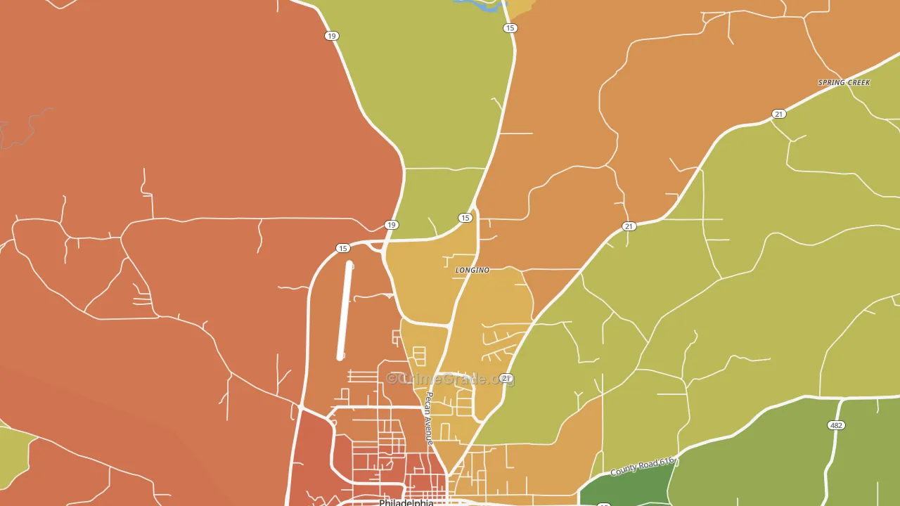 Longino, MS Map of Burglary Rates