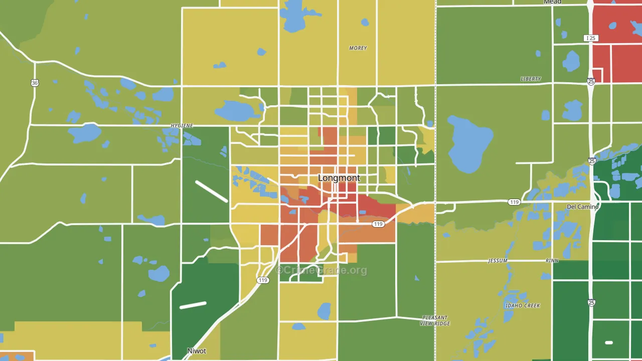 Longmont, CO Map of Burglary Rates