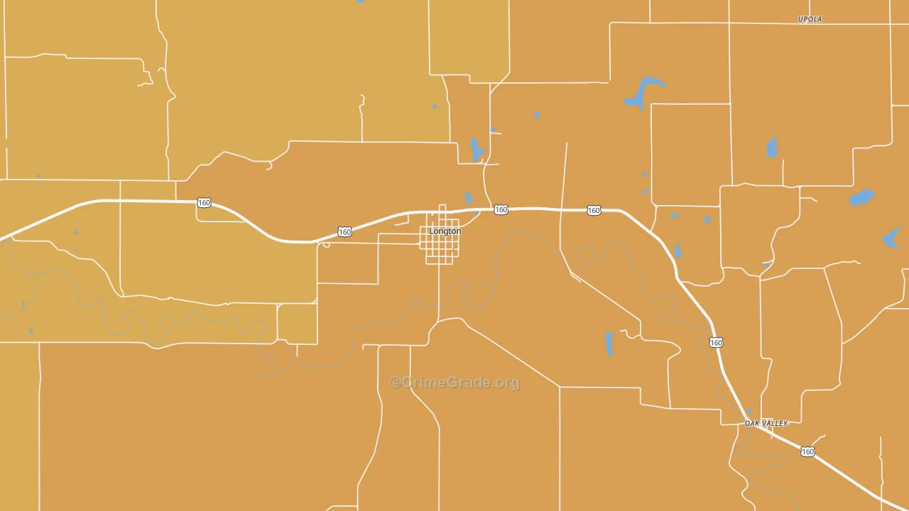 Longton, KS Map of Burglary Rates