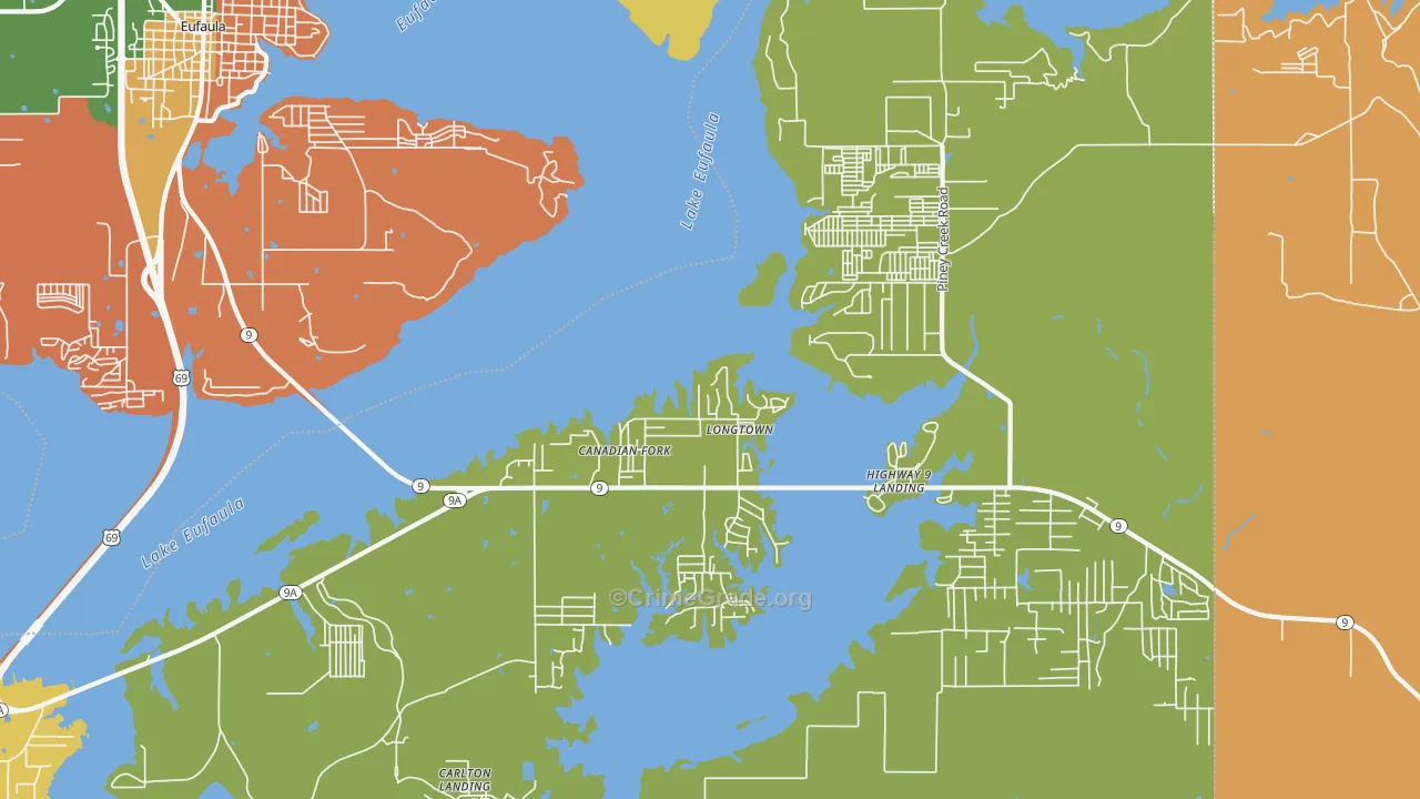 Longtown, OK Map of Burglary Rates